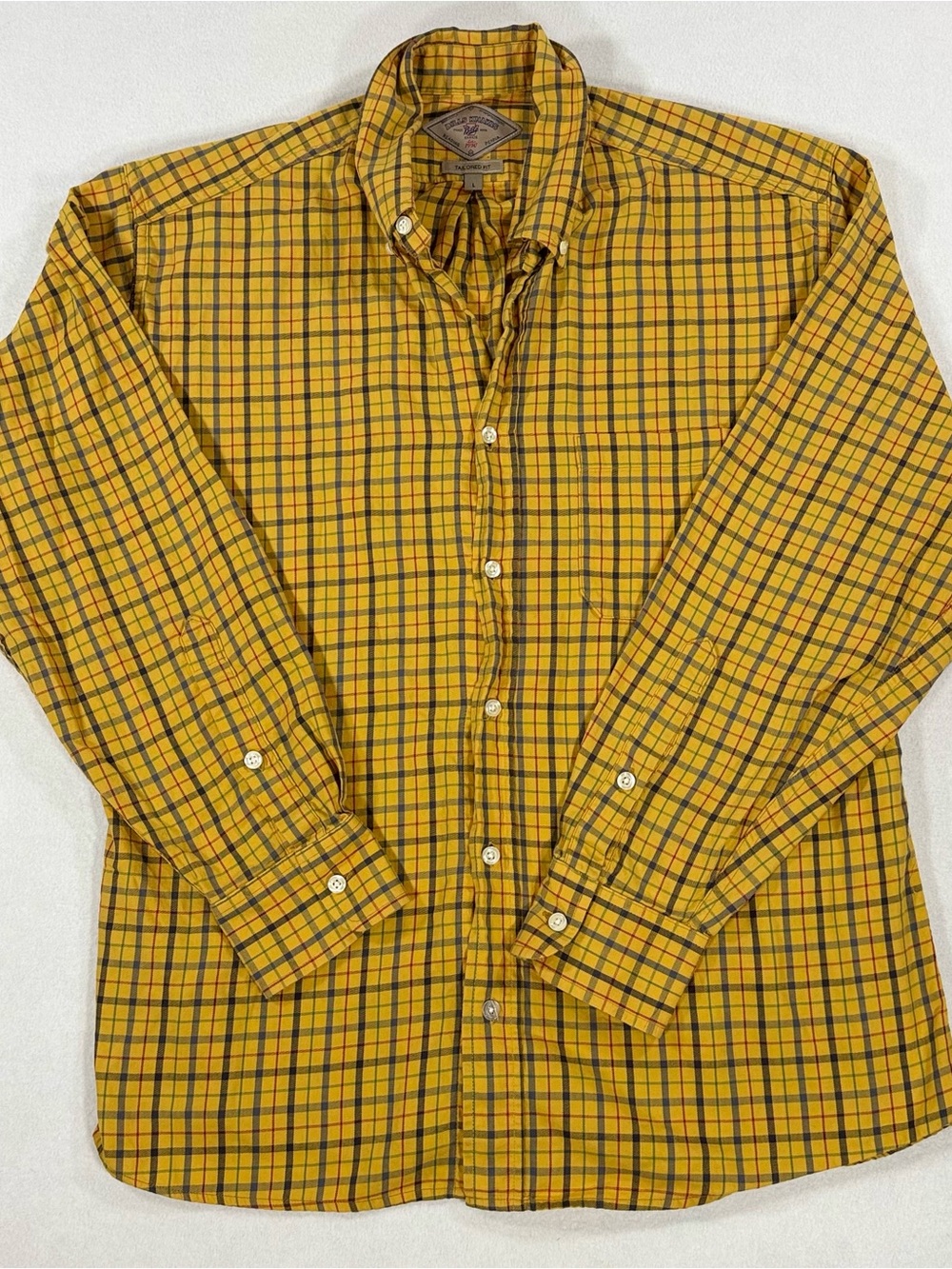 Bills Khakis Men's Plaid Button Down Yellow Woody The Cowboy Shirt Size Large